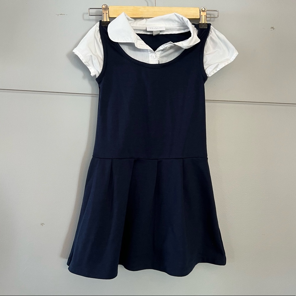 The Children’s Place Navy and White Dress 5-6T